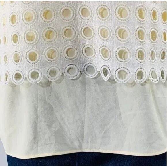 Ann Taylor Size XS Eyelet Layered Top Ivory - Picture 6 of 7